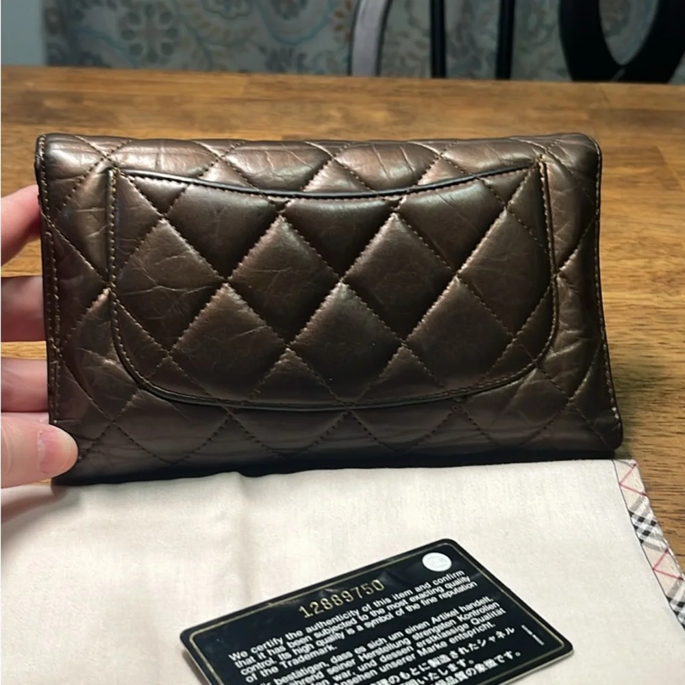 Chanel Quilted Metallic Brown Leather Wallet - Women - Picture 10 of 13